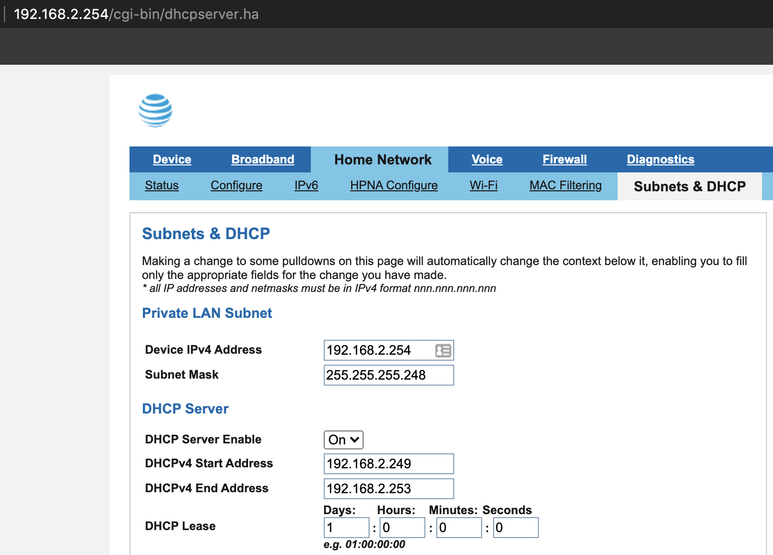 modem router subnets